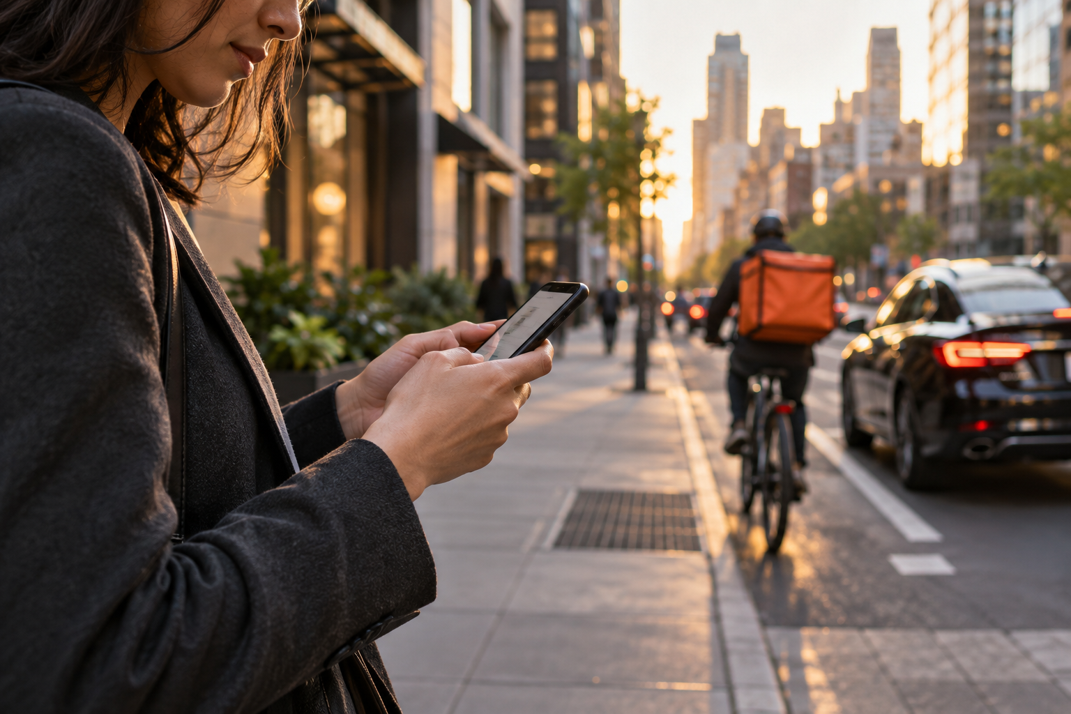 Illustration of digital access, delivery and urban mobility